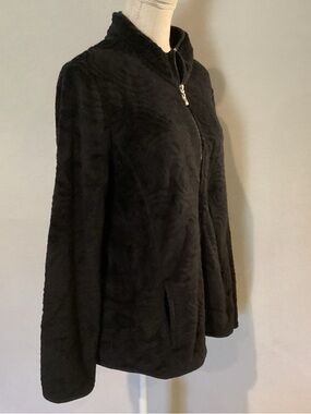 jason maxwell Black Faux Teddy Zip Jacket